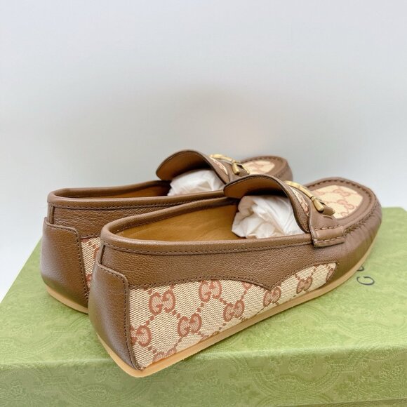 GUCCI Interlocking G Horsebit Logo Supreme Loafer Brown Leather Mens UK 7 US 7.5 - Picture 6 of 14